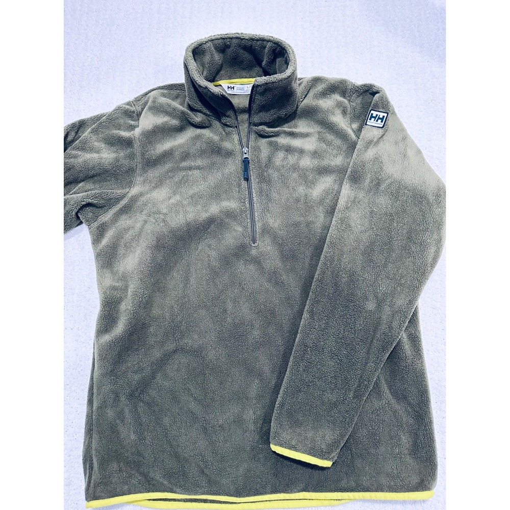 Helly Hansen Mens Large Olive Green Quarter Zip Fleece Pullover